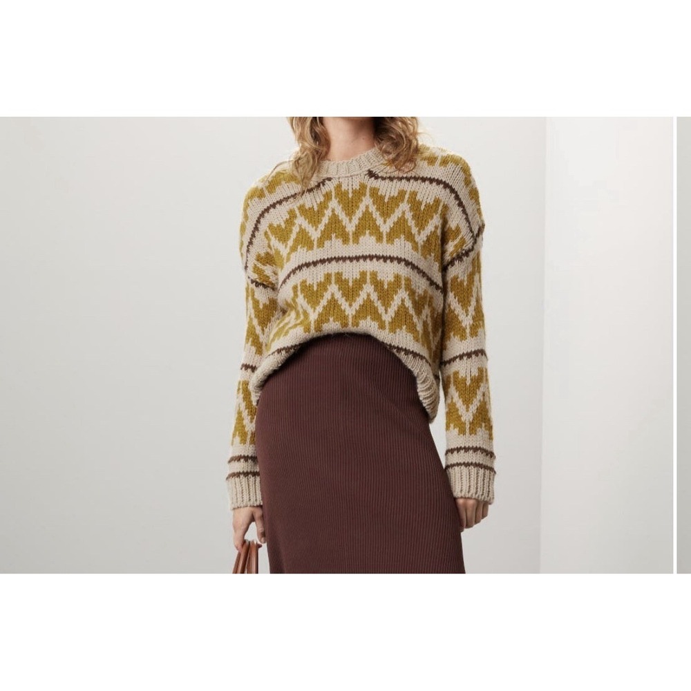 The Great. Pullover Wool Sweater Knit Western Fair Isle Geometric Copenhagen